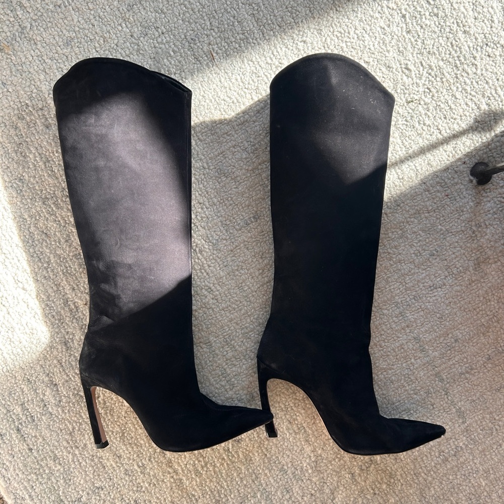 SCHUTZ Black Suede MARYANA SCULPT LEATHER BOOT